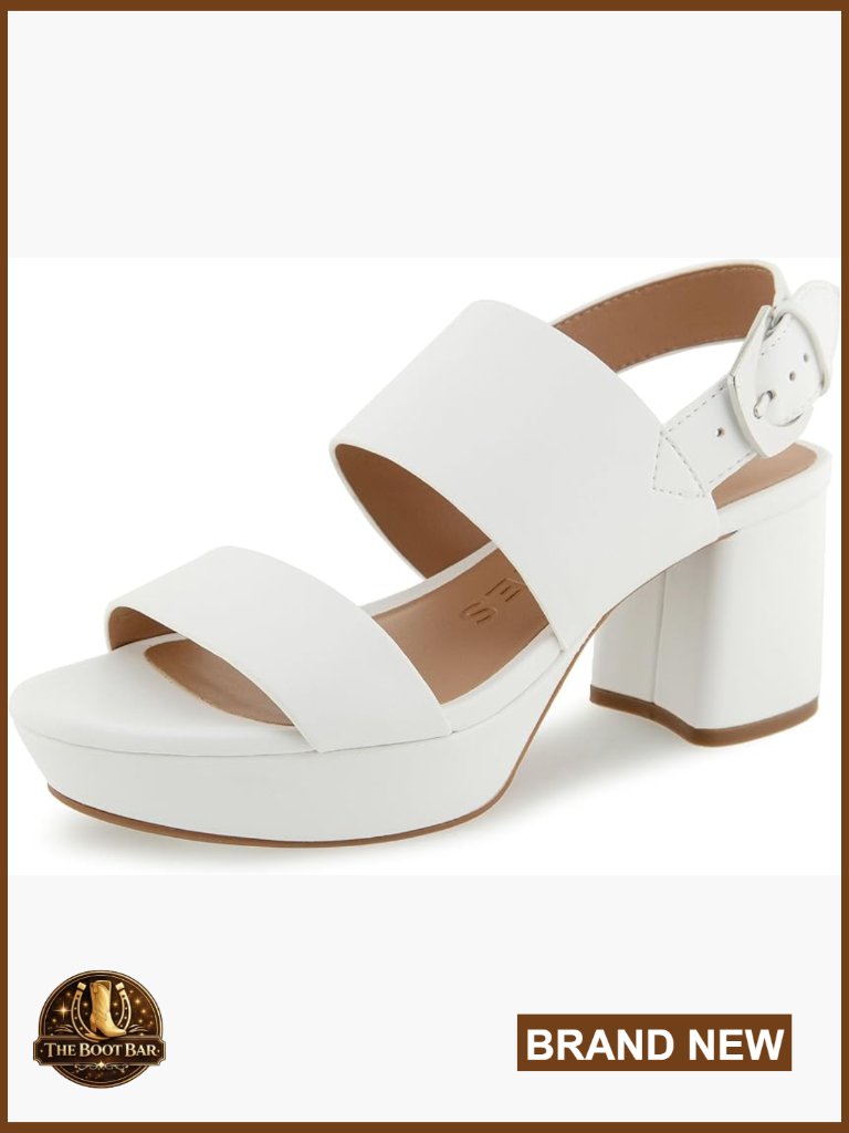 Platform Heeled Sandals With Memory Foam Insole Slingback Buckle